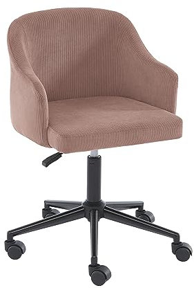 BAÏTA Fauteuil de Bureau à roulettes Barnabe avec Hauteur réglable en Velours côtelé Vieux Rose