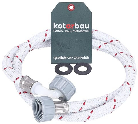 KOTARBAU® Waschmaschinen Zulaufschlauch 1M x ⌀ 13 mm Panzerschlauch Spülmaschine Schlauch 3/4 Zoll Bogen/Gerade Geschirrspüler Ersatzteile Zulaufschlauch mit Dichtung Wasserzulaufschlauch