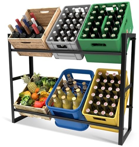 Siegvoll Getränkekistenregal für 6 Kisten | Getränkeregal aus Stahl freistehend & stabil | Kistenständer platzsparend | Getränkekistenhalter für Bier, Wasser usw.