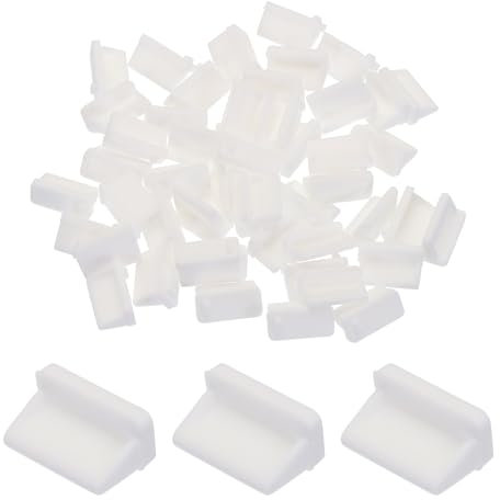 sourcing map 50pcs USB Type A Port Plugs Covers Caps Silicone Anti Dust Protector for USB Female End, White