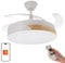 M mimotec - Ventilatore da soffitto con luce a LED Messe 72W Bianco con legno naturale Faggio, Telecomando e controllo dall'app, motore DC, 6 velocità, Silenzioso, funzione estate-inverno