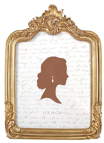 Zingtto Vintage-Bilderrahmen, 12,7 x 17,8 cm, antiker Bilderrahmen mit Glasfront, Foto-Display, Tisch-Wandbehang, Goldgrim