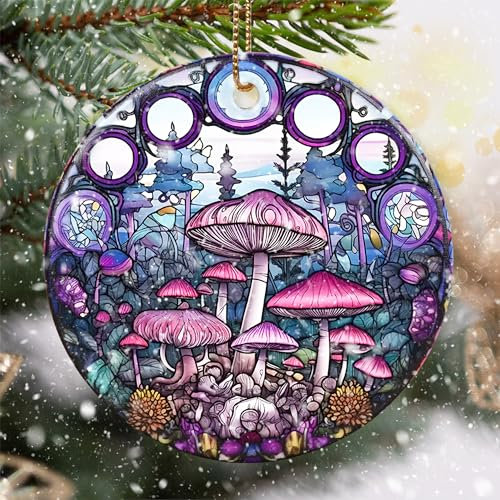 Gebeizte Keramik Pilz Ornament Weihnachtsbaum Ornament Weihnachtsdeko Pilz Dekor für Büro Zimmer Zuhause Geschenk für Natur, Pflanzenliebhaber