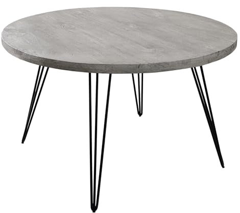 Riess Ambiente Runder Esstisch Scorpion 80cm grau Mango Hairpin Legs Retro Design, Küchentisch, Massivholz-Esstisch für Deinen Essbereich