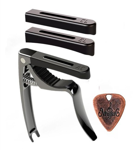 AUPHY Capotasto per Chitarra e 3 Testine Sostituibili, Adatte per Chitarre Classiche, Elettriche e Acustiche, ecc.