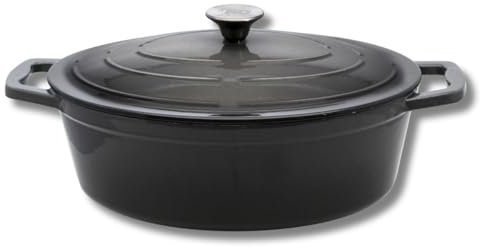 ELO 3373326 cocotte en fonte émaillée antiadhésive avec couvercle, gris classique, passe au four, marmite tous feux, faitout induction 33 cm 5 L, 4 à 6 personnes