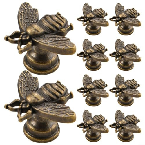 ZYNCUE Bumble Bee Drawer Knob, 10 Pcs Alloy Antique Pull Drawer Handles For Kitchen, Wardrobe, Chest, Drawer Pull