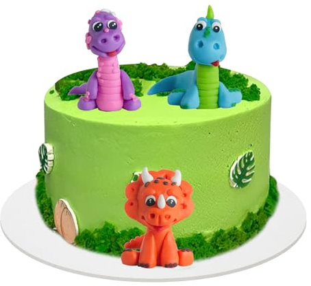 Dino Tortendeko 3 Stück Dinosaurier Kuchen Deko Mini Tortenaufleger Dinosaur 3D Dino Cake Topper für Kinder Geburtstagsfeier, Babyparty, Dinosaurier Thema Party