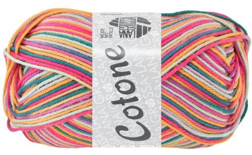 LANA GROSSA Cotone Print | Baumwollbasicgarn | Handstrickgarn aus 100% Baumwolle | 50g Wolle zum Stricken & Häkeln | 125m Garn FB 356