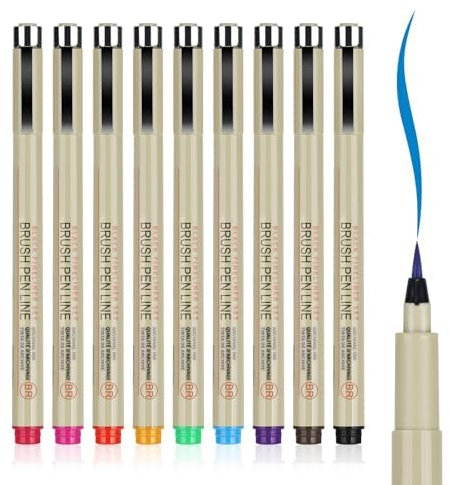 EooUooIP Farbige Mikrostifte, 9 Teiliges Fineliner Stifte, Wasserfestes Archiv Tintenset, Kein Verlaufen, Zeichenstifte zum Illustrieren, zum Illustrieren, für Journaling und für Pinselstiftlinien