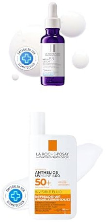Rutina de Verano Anti-Manchas Ligero La Roche Posay, Protector Solar SPF 50+ Fluido Invisible Anthelios UV-MUNE 400, 50ml + Sérum Mela B3, Despigmentante, Antimanchas con Melasyl y Niacinamida 30ml