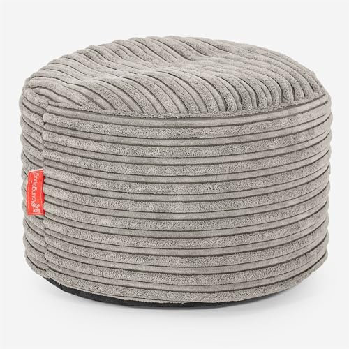 Lounge Pug Kleiner runder Fußhocker Pouf, Sitzpouf, Sitzsack Hocker Klein, Cord Nerzfarben