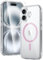 FNTCASE Custodia per iphone 16: Chiaro Magnetico Militare Grado di Protezione Goccia Anti Ingiallimento Custodia Sottile - Robusto Antiurto Protettivo Trasparente Copertura (Rosa)
