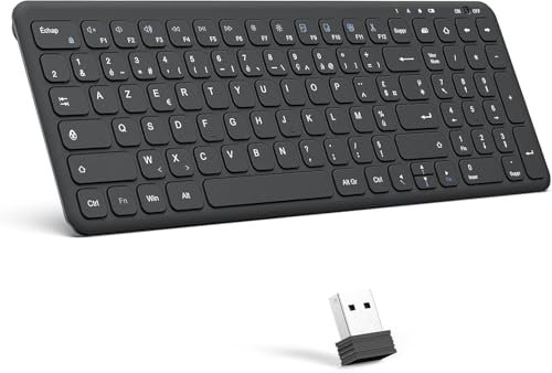 OMOTON Clavier Noir sans Fil - Pleine Taille, Compatible Windows, Connexion 2.4G