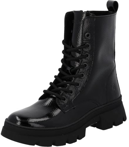 Palado Stiefeletten Damen Lambug – elegante Boots Made in Portugal - leicht gefütterte Stiefel - modische Schnürboots Schwarz Lack UK5,5 - EU38