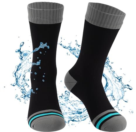 BBXWANG Unisex Calcetines Impermeables (FR/ES, Letras, L, Regular, Regular, Gris Negro)