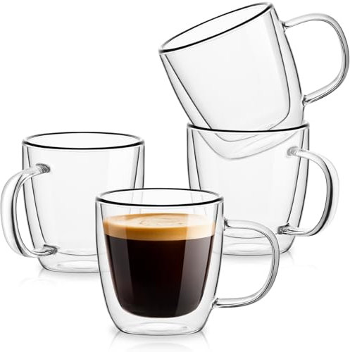 OJA Double Wall Insulated Glasses Espresso Mugs (Set of 4) - 5.4-Ounces