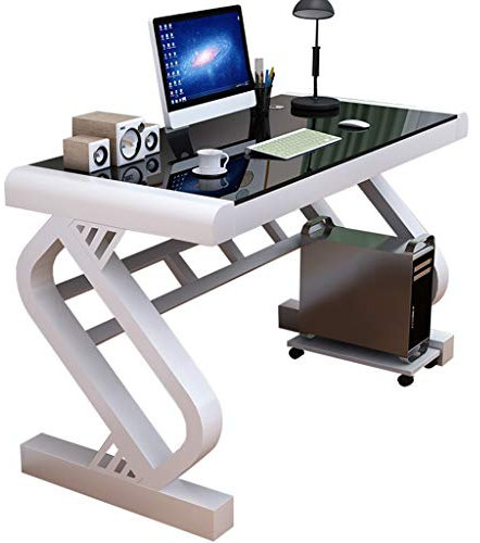 Escritorio moderno de cristal templado blanco para estudiante, escritorio esquinero simple para oficina en casa, fácil instalación, 80 cm