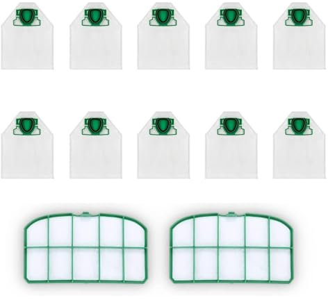 Bamyli Lot de 10 sacs filtrants de rechange - En tissu soufflé par fusion - Compatible avec Vorwerk Kobold VK200 - Sac à poussière interchangeable avec 2 filtres