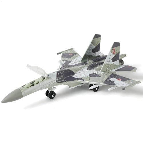 SABANAS Kit de Maquette d'avion de Chasse SU-35 à l'échelle 1:100, en Plastique, avec Support, à Collectionner ou à Offrir en Cadeau pour Adultes et Enfants (34 pièces)