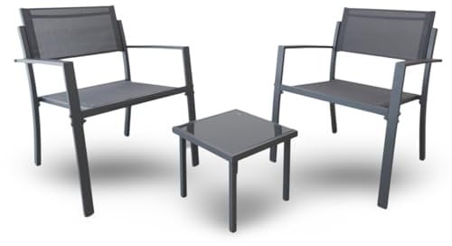 BURI Balkonset 3-teilig Stühle und Kleiner Glastisch Garten Terrasse Balkon Möbel Set neu