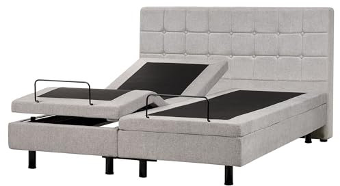 Beliani Polsterbett elektrisch verstellbar hellgrau 160x200 cm mit Fernbedienung Duke