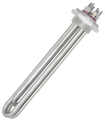 KEBLIN 1pc 220V/380V DN32 All Stainless Steel Water Heating Element Earth Ground Electric Tubular Boiler Immersion Heater 3KW/4.5KW/6KW/9KW(Heater only,220V 6KW)