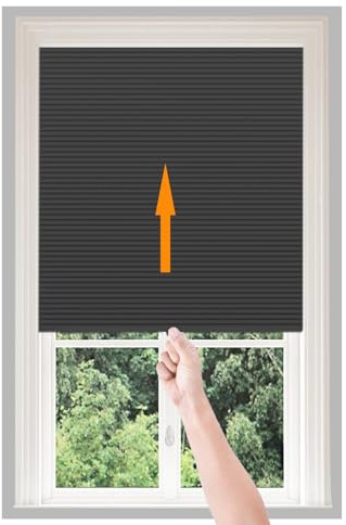 Window Shades Pull Down No Drill Blinds Non-Woven Light Filtering Stick On Cut to Size Self Adhesive Pleated Temporary Blind for Bedroom Kitchen Bathroom Windows Doors