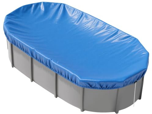 16x10 FT Oval Pool Cover for Above Ground Pools,Solar Oval Pool Cover Protector with Drawstring for Cold and UV Resistant,Dustproof -All-Weather Protection(Blue)