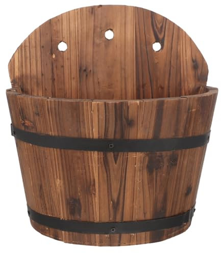 TOYANDONA Vaso Da Fiori Sospeso in Legno Vintage Da Parete Per Balcone e Giardino, Fioriera Rustica Artigianale Per Fiori Secchi e Composizioni, Decorazione Country Retrò Per Interni Ed Esterni