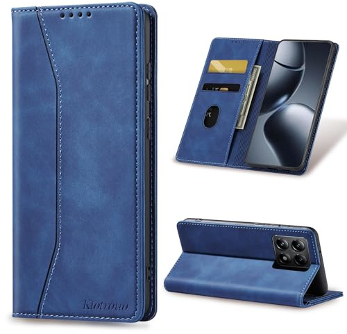 KIOTROUO Cover per Xiaomi 14T Custodia Portafoglio, Flip Libro [Slot Schede] Premium Pelle PU Wallet Case con Porta Carte Slot, Magnetica, Funzione Supporto Case, Blu