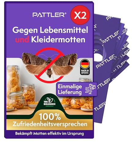 PATTLER® Schlupfwespen gegen Lebensmittelmotten und Kleidermotten - 2 Karten à 1 Lieferung - Effektiv Motten bekämpfen - Alternative zur Mottenfalle, Mottenspray, Pheromonfalle