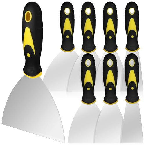 Anneome 8 Stück Teiliges Malerspachtel Rostfreiem Edelstahl mit Griff Flexible Trockenbauspachtel zum Entfernen von Farbe und Spachtelmasse Vielseitige Wandreparatur Kratzerwerkzeuge