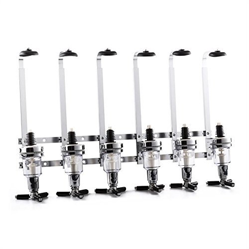 Kabalo Stainless Steel 6 Bottle Optic Wall Mount Stand Dispenser Bar Butler for Alcoholic Drinks Spirits - Vodka, Whiskey, Rum, Gin