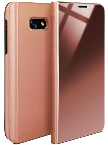 moex Void Case für Samsung Galaxy A5 (2017) Hülle in Hochglanz Optik, Clear View Cover Spiegelhülle, Flip Case 360 Grad Schutzhülle mit Spiegel, Rundumschutz Handyhülle, Rose-Gold