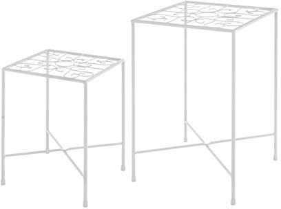 2-er Set Blumenhocker | aus Metall | pulverbeschichtet | bodenschonende Fußkappen (weiß)