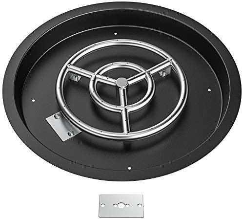 Skyflame Braciere rotondo con anello per bruciatore, stile a goccia, realizzato in acciaio inossidabile SUS 304, 48,3 cm