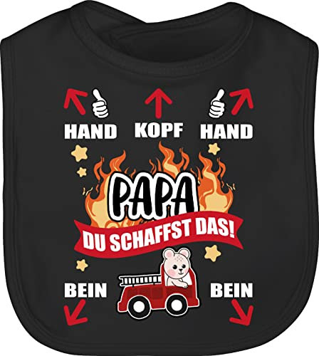 Baby Lätzchen - Geschenk zum Vatertag - Papa du schaffst das - Feuerwehr - weiß - Unisize - Schwarz - ist bei der väter feuerwehrmann männertagsgeschenke vater papas papatag herrentag männertag