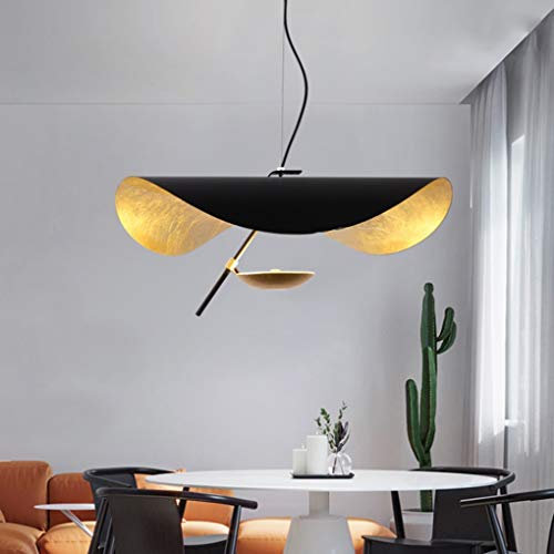 Moderne LED Pendelleuchte Kreativen Persönlichkeit Hängelampe Blattgold Schwarzgold Hängeleuchte Hut Mode Pendelleuchte Höhenverstellbar Hängelampe Restaurant Küche Studie Dekorative Kronleuchter,60cm