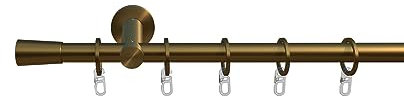 tilldekor Gardinenstange Granada/messing-matt/Ø: 12mm / Länge: 200cm / Komplettset/Vorhangstange inkl. Befestigungsmaterial