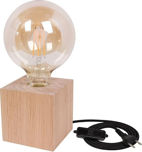 HELLUX LED Tischleuchte | Kleine Lampe 24x9cm für das Wohnzimmer Schlafzimmer Büro | Tischlampe | Dekorative Nachttischlampe mit Kabel | Lampe E27 mit Dekorativer Glühbirne