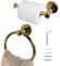 SPDYCESS Wall Mounted Toilet Roll Holder and Towel Ring Set Toilet Paper Holder - 2 Pcs Stainless Steel Bathroom Hardware Accessory for Bathroom Kitchen - Gold