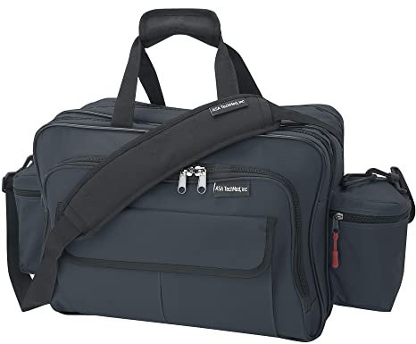 ASA TECHMED Nursing Bag with Compartments – Durable Medical Equipment Shoulder Bag for Nurses, Physicians, EMTs, Multi-Pocket, Nylon Reinforced, Adjustable Straps (Black)