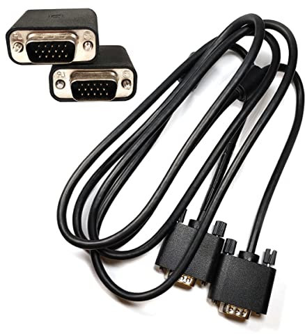Powersell srls Câble vidéo 1,5 m/5 pieds VGA vers VGA mâle connecteur câble VGA adaptateur pour ordinateur PC ordinateur portable moniteur écran projecteur port VGA