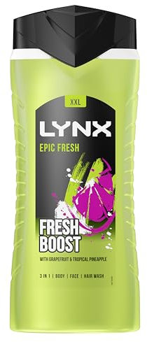Lynx Epic Fresh Grapefruit & Tropical Pineapple Scent Shower Gel Smell For 12 hours Men's Shower Gel An Iconic Fresh Fragrance 500 ml