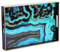 Zosenley Decorative Tray, Marbling Plastic Tray with Handles, Rectangular Vanity Tray and Serving Tray for Bathroom, Kitchen, Ottoman and Coffee Table, 15.6x 10.2 (Agate Green)