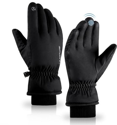 Guantes Invierno Hombre Mujer, Impermeable Guantes Moto Térmicos con Pantalla táctil para Moto, Bicicleta Montaña, Ciclismo, Esquí, Trabajo, Viajes - L