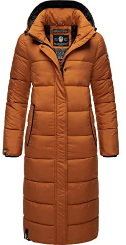 Navahoo Damen Wintermantel warmer Steppmantel lang mit abnehmbarer Kapuze Isalie Rusty Cinnamon Gr. L