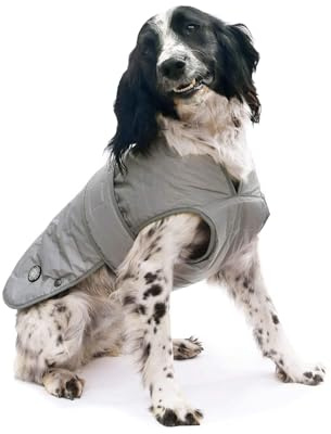 Ancol Muddy Paws Ultimate Reflective Dog Coat Silver - Water Resistant Fleece Lined Jacket with Zippered Harness Hole and Chest Protector - Small/Medium