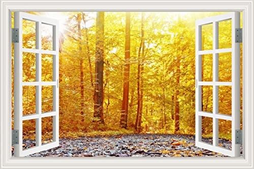 MUMUWUSG Vinyle Érable Soleil Plantes Arbres Stickers Mural 3D - Autocollant Mural - Stickers Muraux Cuisine - Décoration Murale Trompe L'Œil Salon - 3D Autocollants Muraux 160X120Cm